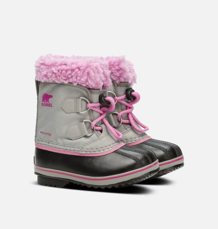 Sorel Barn Vinterkängor Grå/Svarta/Rosa - Childrens Yoot Pac™ Nylon - KAX-690342